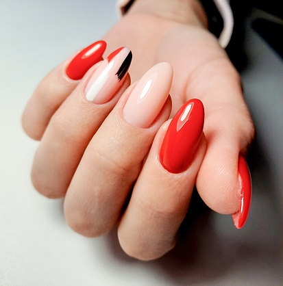 beautiful red nails, gel nail polish, manicure hands