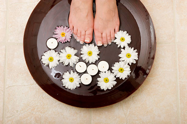 french pedicure, white tips with flowers