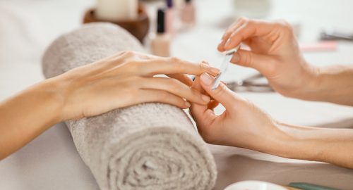 safe and healthy french manicure and pedicure with white tip