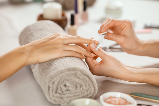 safe and healthy french manicure and pedicure with white tip