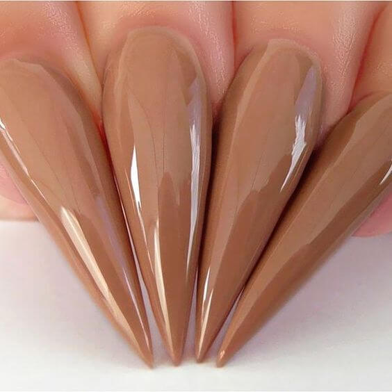 long stiletto nude brown nails