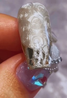 Silver rose nail art tutorial