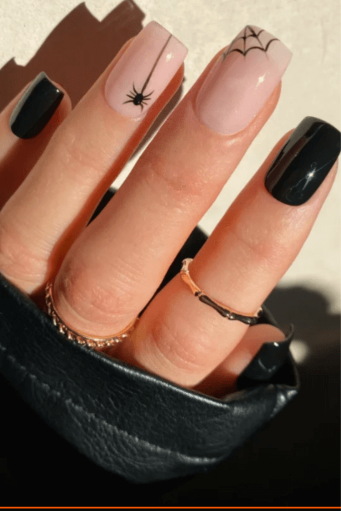 elegant spider web nail art