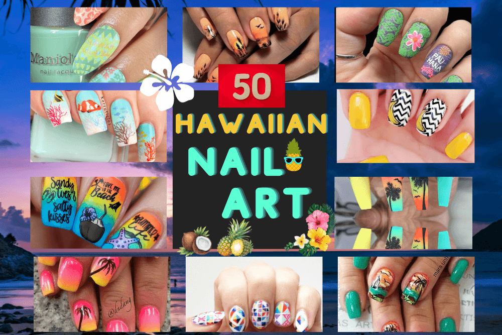 tropical hawaiian nail art designs
