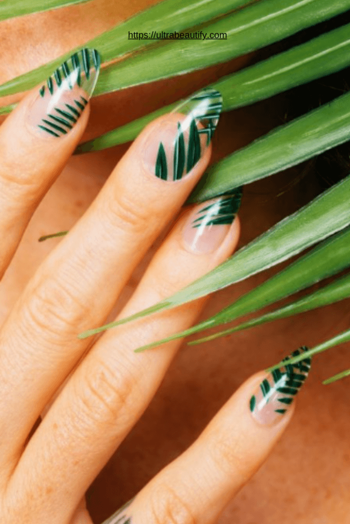 etched lines nail art almond shape