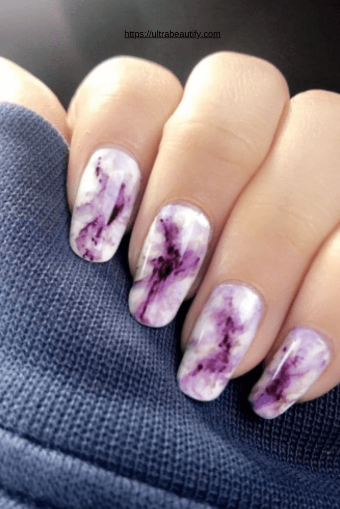 marble nail art almond shape