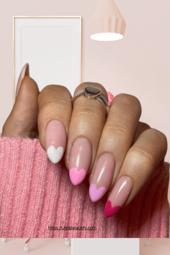 heart tip nails almond shape