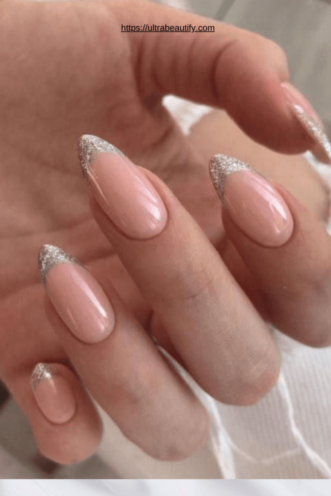 glitter nails almond shape